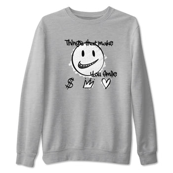 1s Wolf Grey Shirts To Match Jordans Things That Make You Smile Sneaker Match Tees Air Jordan 1 Low OG Wolf Grey SNRT Sneaker Release Tees Streetwear Clothing brand Heather Grey 2 unisex cotton tee