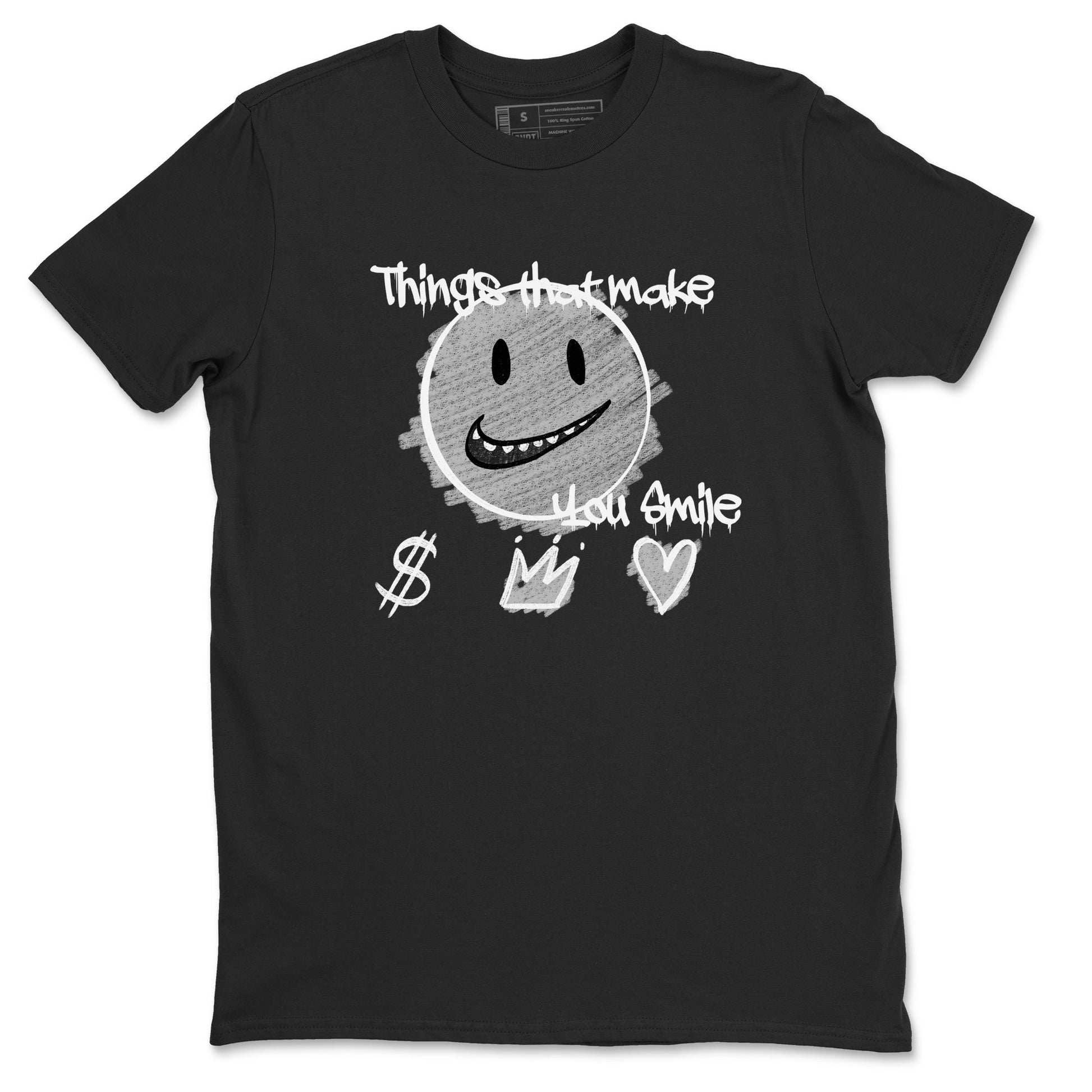 1s Wolf Grey Shirts To Match Jordans Things That Make You Smile Sneaker Match Tees Air Jordan 1 Low OG Wolf Grey SNRT Sneaker Release Tees Streetwear Clothing brand Black 2 unisex cotton tee