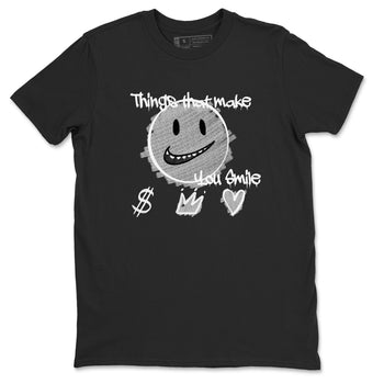 1s Wolf Grey Shirts To Match Jordans Things That Make You Smile Sneaker Match Tees Air Jordan 1 Low OG Wolf Grey SNRT Sneaker Release Tees Streetwear Clothing brand Black 2 unisex cotton tee