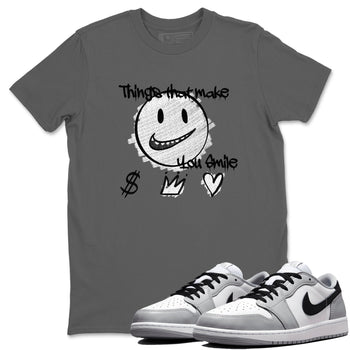 1s Wolf Grey Shirts To Match Jordans Things That Make You Smile Sneaker Match Tees Air Jordan 1 Low OG Wolf Grey SNRT Sneaker Release Tees Streetwear Clothing brand Cool Grey 1 unisex cotton tee