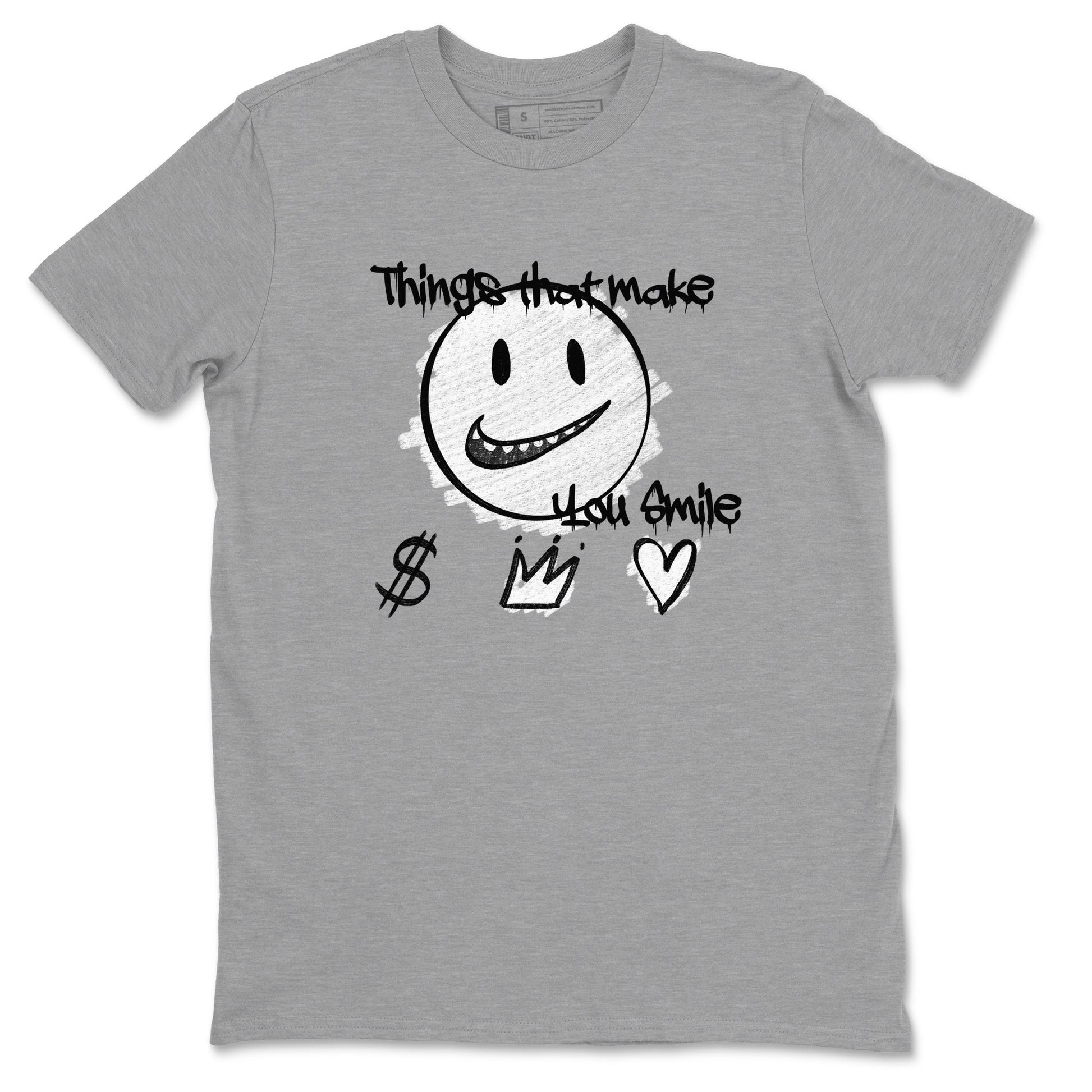 1s Wolf Grey Shirts To Match Jordans Things That Make You Smile Sneaker Match Tees Air Jordan 1 Low OG Wolf Grey SNRT Sneaker Release Tees Streetwear Clothing brand Heather Grey 2 unisex cotton tee