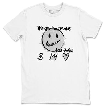 1s Wolf Grey Shirts To Match Jordans Things That Make You Smile Sneaker Match Tees Air Jordan 1 Low OG Wolf Grey SNRT Sneaker Release Tees Streetwear Clothing brand White 2 unisex cotton tee