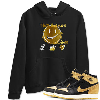 Jordan 1 High OG Black and Gold shirts to match jordans Things That Make You Smile sneaker match tees Air Jordan 1 High OG Black Metallic Gold SNRT Sneaker Release Tees Clothing Sneakerhead ShirtsBlack 1 unisex cotton tee