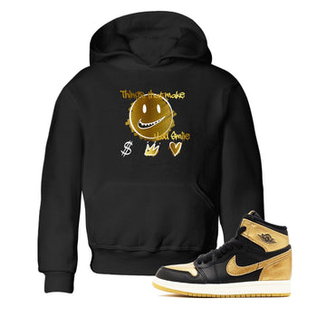 Jordan 1 High OG Black and Gold shirts to match jordans Things That Make You Smile sneaker match tees Air Jordan 1 High OG Black Metallic Gold SNRT Sneaker Release Tees Clothing Sneakerhead ShirtsBaby and Youth Black 1 cotton tee