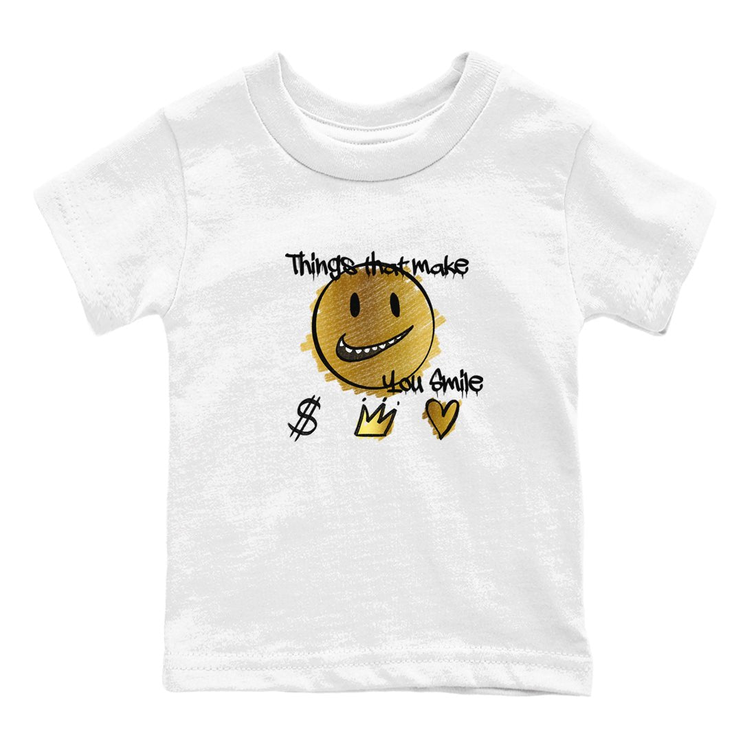 Jordan 1 High OG Black and Gold shirts to match jordans Things That Make You Smile sneaker match tees Air Jordan 1 High OG Black Metallic Gold SNRT Sneaker Release Tees Clothing Sneakerhead ShirtsBaby and Youth White 2 cotton tee