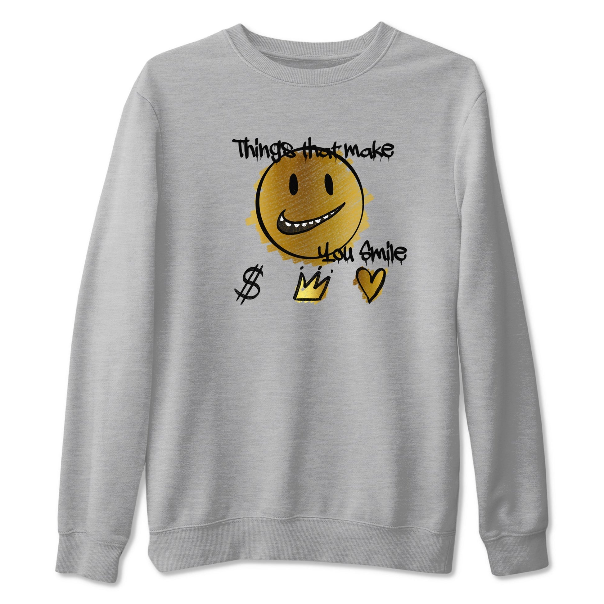 Jordan 1 High OG Black and Gold shirts to match jordans Things That Make You Smile sneaker match tees Air Jordan 1 High OG Black Metallic Gold SNRT Sneaker Release Tees Clothing Sneakerhead ShirtsHeather Grey 2 unisex cotton tee