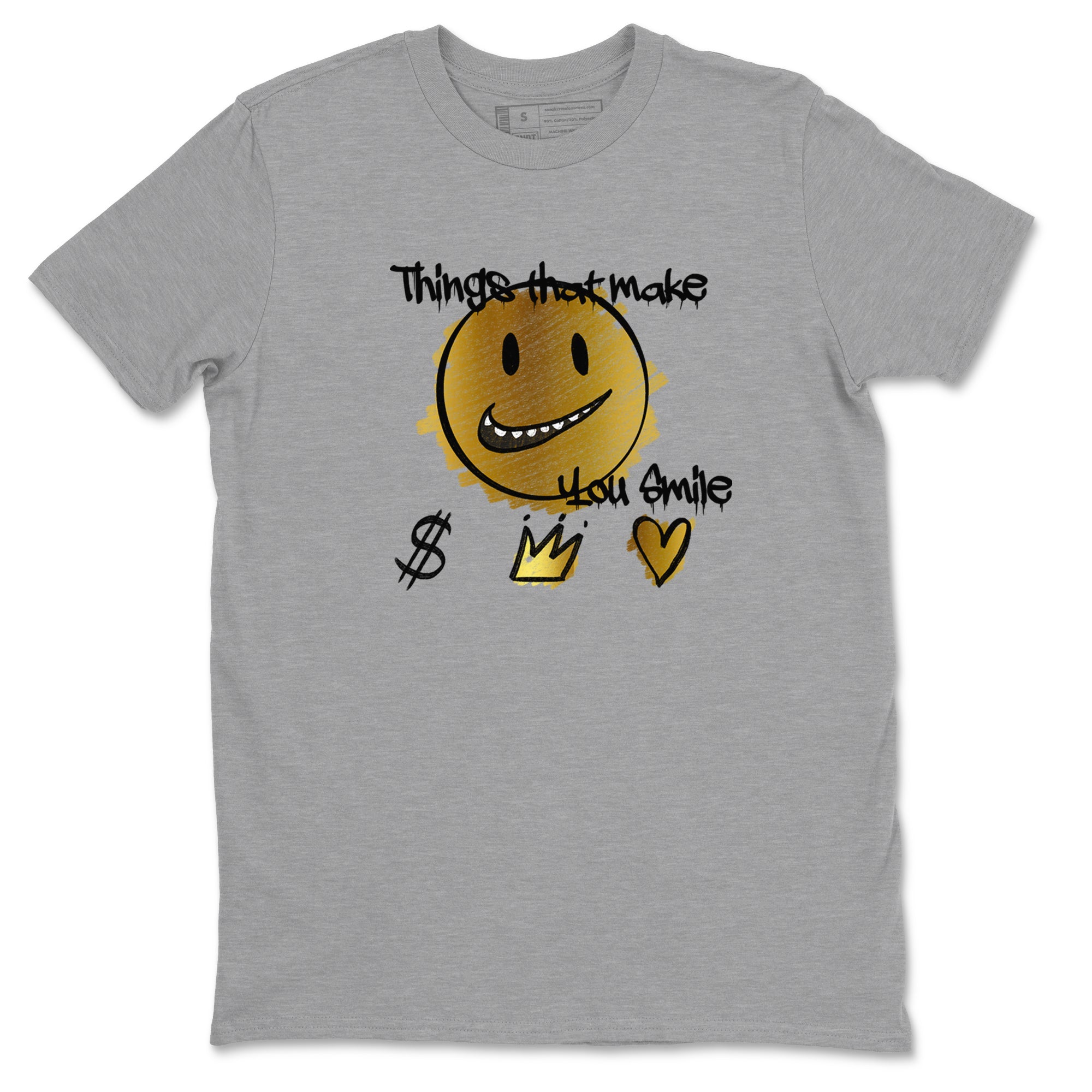 Jordan 1 High OG Black and Gold shirts to match jordans Things That Make You Smile sneaker match tees Air Jordan 1 High OG Black Metallic Gold SNRT Sneaker Release Tees Clothing Sneakerhead ShirtsHeather Grey 2 unisex cotton tee