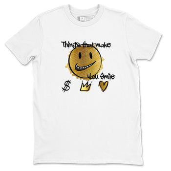 Jordan 1 High OG Black and Gold shirts to match jordans Things That Make You Smile sneaker match tees Air Jordan 1 High OG Black Metallic Gold SNRT Sneaker Release Tees Clothing Sneakerhead ShirtsWhite 2 unisex cotton tee