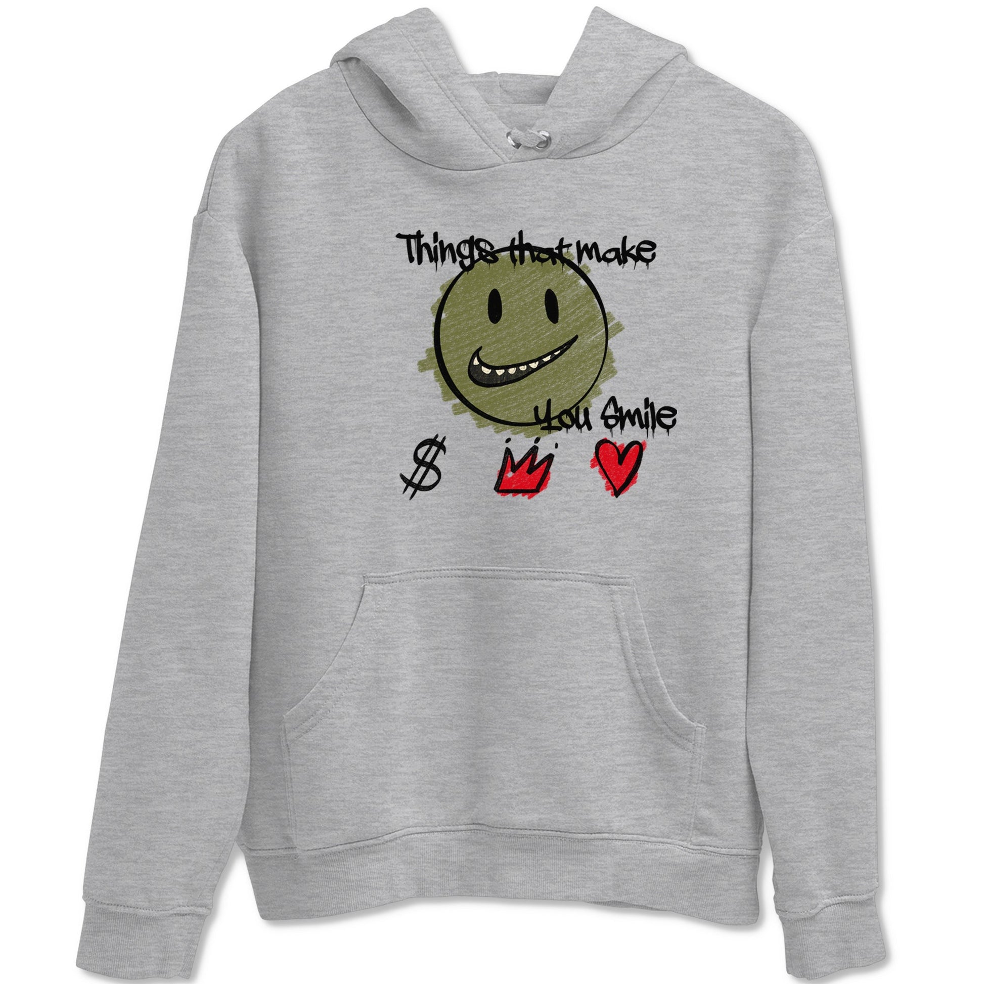 1s Travis Scott Medium Olive shirts to match jordans Things That Make You Smile sneaker match tees Air Jordan 1 Travis Scott Medium Olive SNRT Sneaker Tees streetwear brand Heather Grey 2 unisex cotton tee