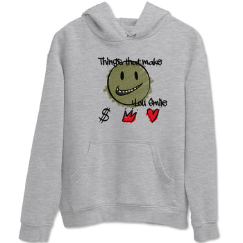 1s Travis Scott Medium Olive shirts to match jordans Things That Make You Smile sneaker match tees Air Jordan 1 Travis Scott Medium Olive SNRT Sneaker Tees streetwear brand Heather Grey 2 unisex cotton tee
