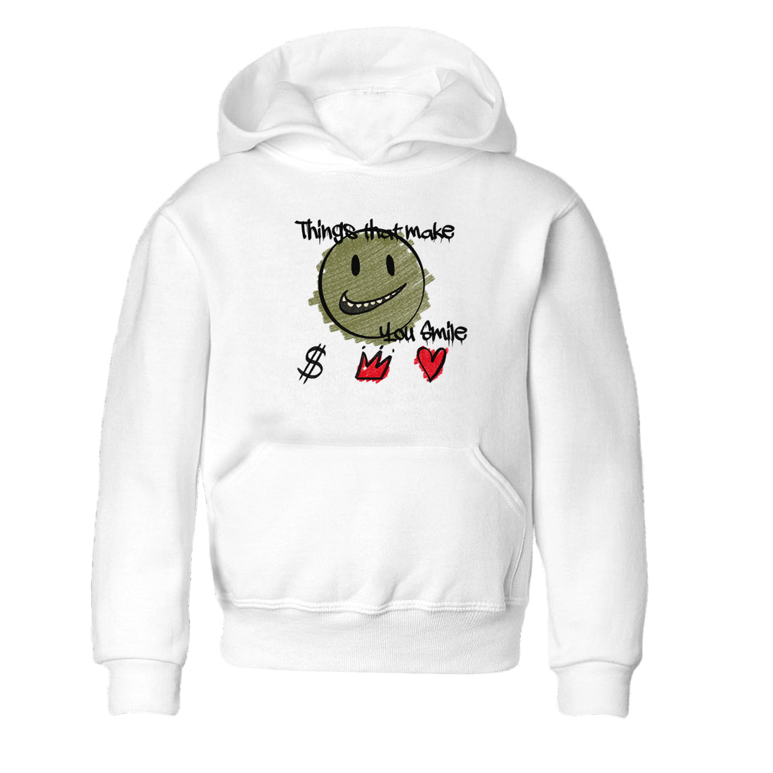 1s Travis Scott Medium Olive shirts to match jordans Things That Make You Smile sneaker match tees Air Jordan 1 Travis Scott Medium Olive SNRT Sneaker Tees streetwear brand Baby and Youth White 2 cotton tee