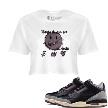 3s A Ma Maniere x Black shirts to match jordans Things That Make You Smile sneaker match tees Air Jordan 3 A Ma Maniere x Black SNRT Sneaker Tees streetwear brand White 1 crop tee