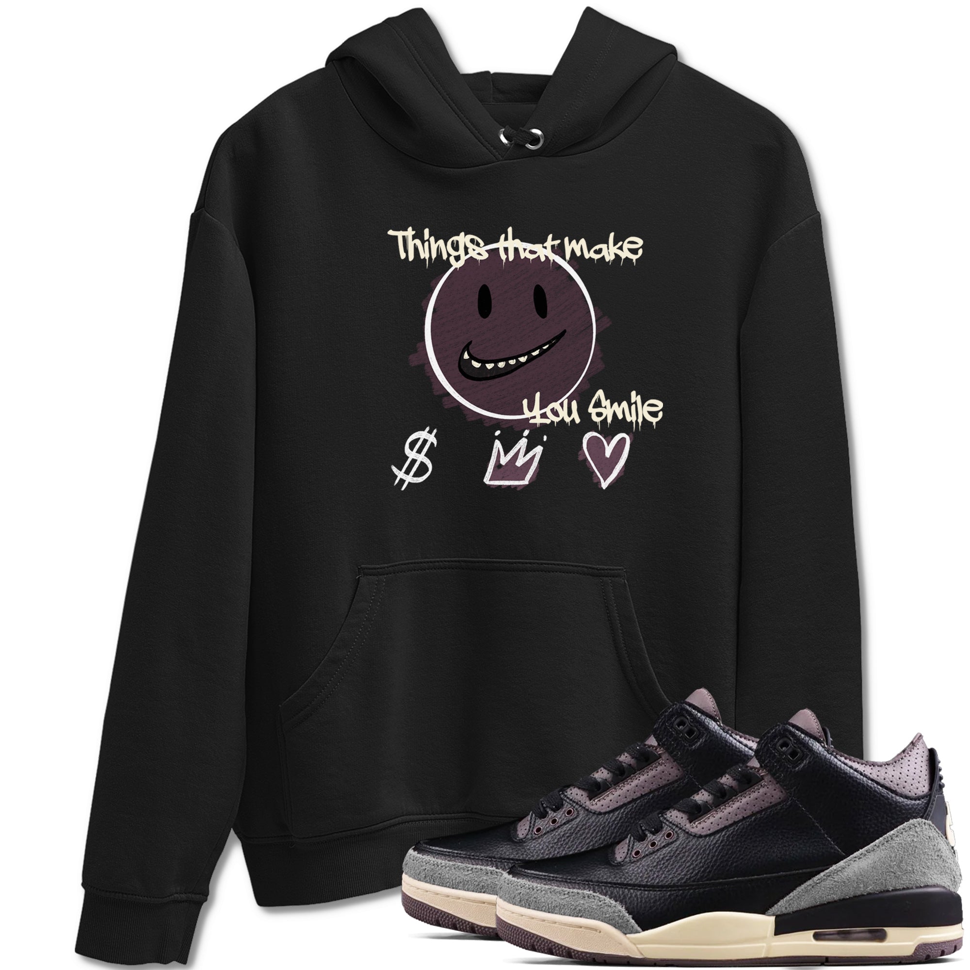 3s A Ma Maniere x Black shirts to match jordans Things That Make You Smile sneaker match tees Air Jordan 3 A Ma Maniere x Black SNRT Sneaker Tees streetwear brand Black 1 unisex cotton tee