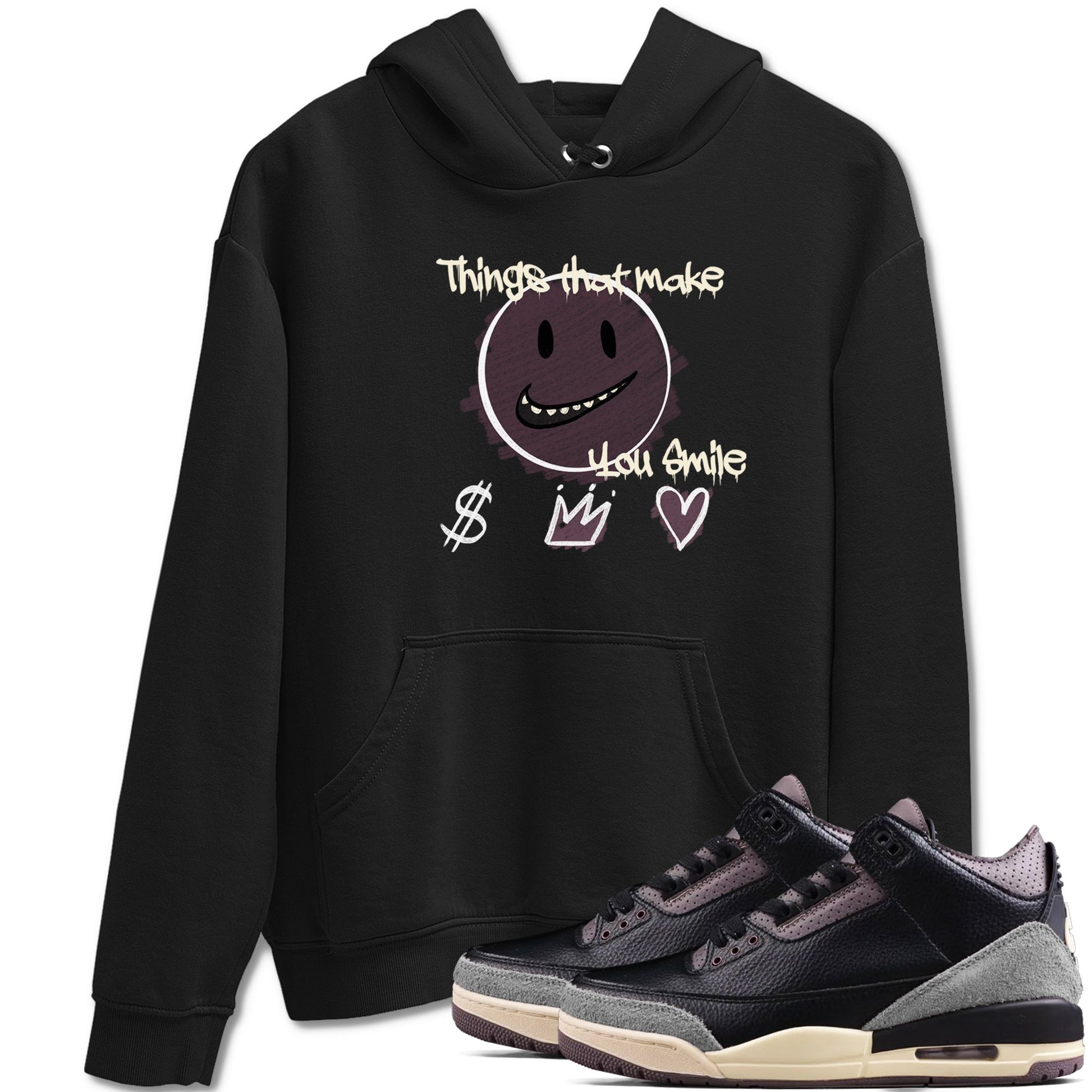 3s A Ma Maniere x Black shirts to match jordans Things That Make You Smile sneaker match tees Air Jordan 3 A Ma Maniere x Black SNRT Sneaker Tees streetwear brand Black 1 unisex cotton tee