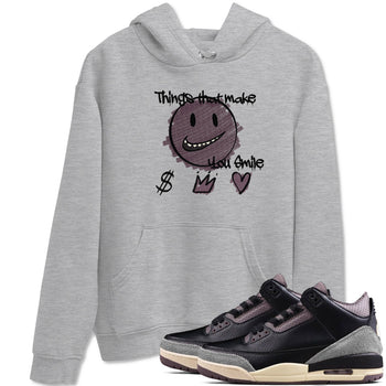 3s A Ma Maniere x Black shirts to match jordans Things That Make You Smile sneaker match tees Air Jordan 3 A Ma Maniere x Black SNRT Sneaker Tees streetwear brand Heather Grey 1 unisex cotton tee