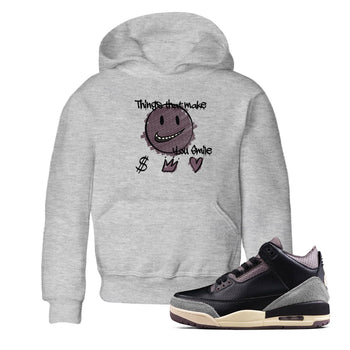 3s A Ma Maniere x Black shirts to match jordans Things That Make You Smile sneaker match tees Air Jordan 3 A Ma Maniere x Black SNRT Sneaker Tees streetwear brand Baby and Youth Heather Grey 1 cotton tee