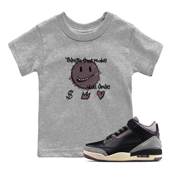 3s A Ma Maniere x Black shirts to match jordans Things That Make You Smile sneaker match tees Air Jordan 3 A Ma Maniere x Black SNRT Sneaker Tees streetwear brand Baby and Youth Heather Grey 1 cotton tee