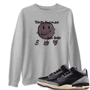 3s A Ma Maniere x Black shirts to match jordans Things That Make You Smile sneaker match tees Air Jordan 3 A Ma Maniere x Black SNRT Sneaker Tees streetwear brand Heather Grey 1 unisex cotton tee