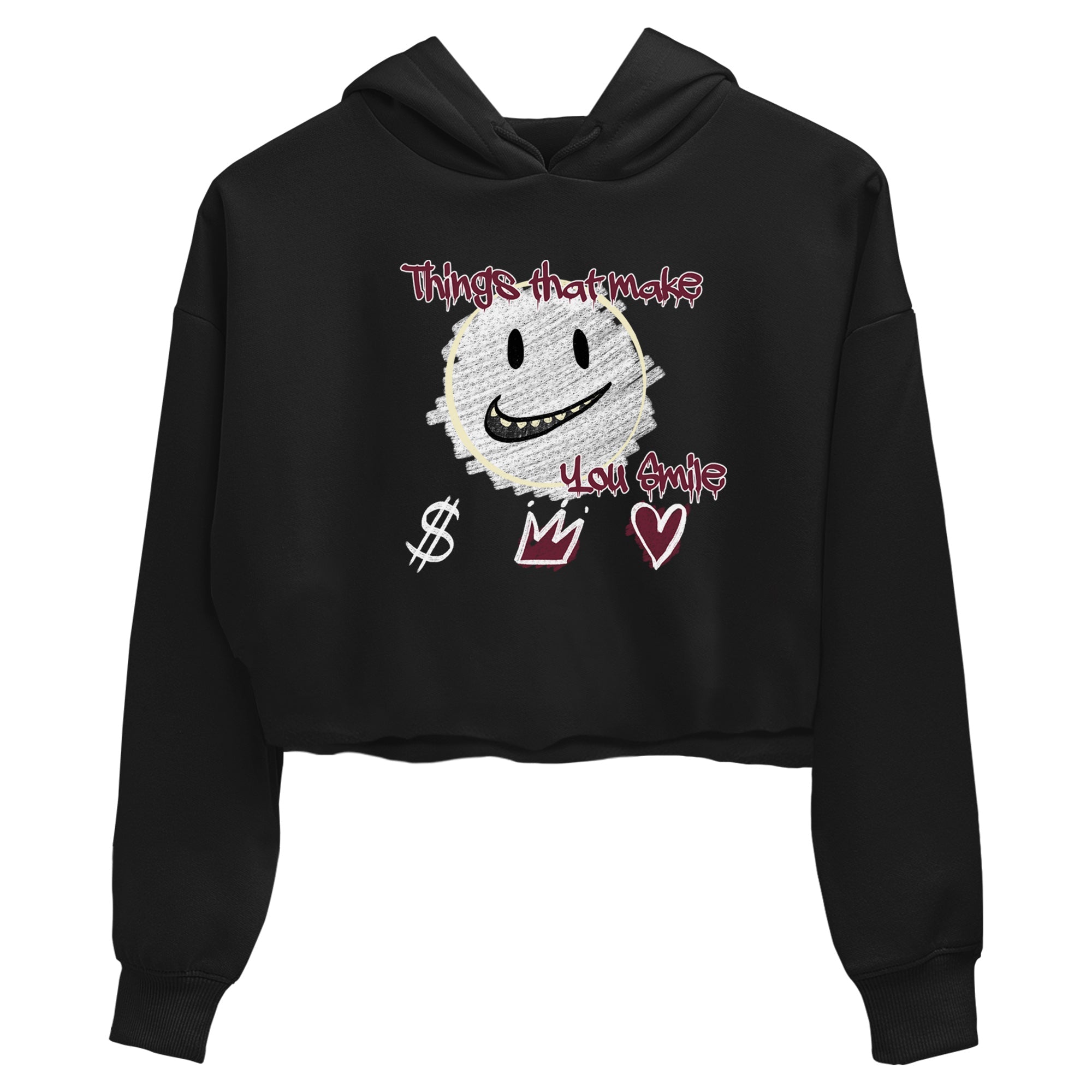 AJ3 A Ma Maniere x Burgundy Crush shirts to match jordans Things That Make You Smile sneaker match tees A Ma Maniére x Air Jordan 3 "Burgundy Crush" SNRT Sneaker Tees streetwear brand Black 2 crop tee
