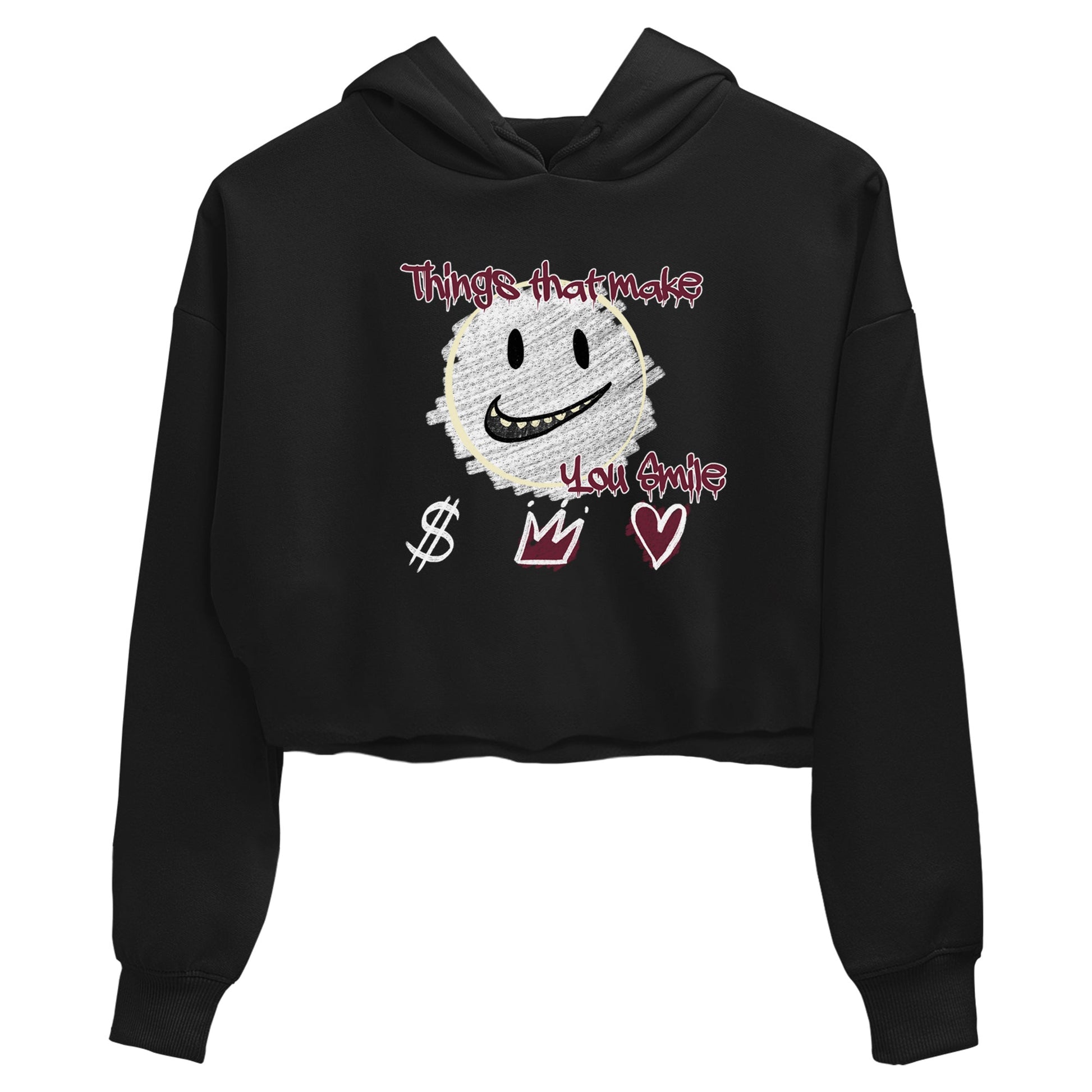AJ3 A Ma Maniere x Burgundy Crush shirts to match jordans Things That Make You Smile sneaker match tees A Ma Maniére x Air Jordan 3 "Burgundy Crush" SNRT Sneaker Tees streetwear brand Black 2 crop tee