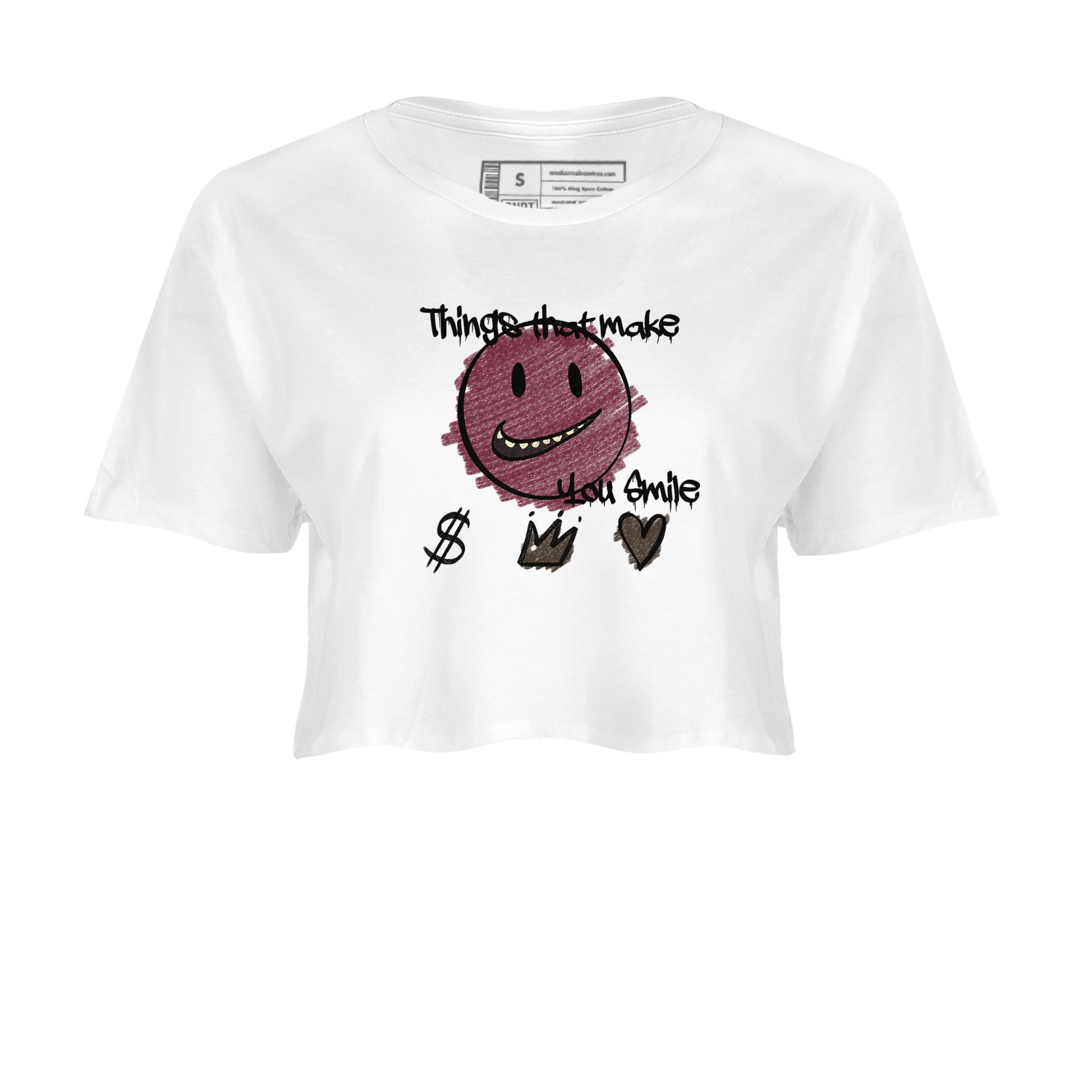 AJ3 A Ma Maniere x Burgundy Crush shirts to match jordans Things That Make You Smile sneaker match tees A Ma Maniére x Air Jordan 3 "Burgundy Crush" SNRT Sneaker Tees streetwear brand White 2 crop tee