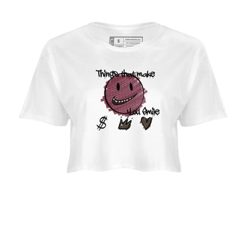 AJ3 A Ma Maniere x Burgundy Crush shirts to match jordans Things That Make You Smile sneaker match tees A Ma Maniére x Air Jordan 3 "Burgundy Crush" SNRT Sneaker Tees streetwear brand White 2 crop tee