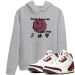 AJ3 A Ma Maniere x Burgundy Crush shirts to match jordans Things That Make You Smile sneaker match tees A Ma Maniére x Air Jordan 3 "Burgundy Crush" SNRT Sneaker Tees streetwear brand Heather Grey 1 unisex cotton tee