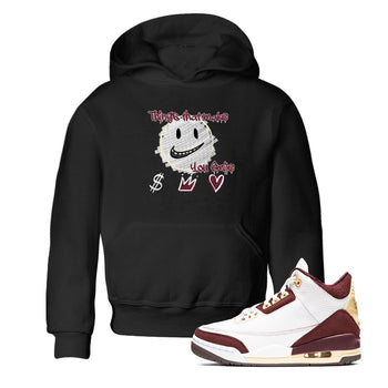 AJ3 A Ma Maniere x Burgundy Crush shirts to match jordans Things That Make You Smile sneaker match tees A Ma Maniére x Air Jordan 3 "Burgundy Crush" SNRT Sneaker Tees streetwear brand Baby and Youth Black 1 cotton tee