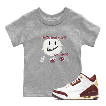 AJ3 A Ma Maniere x Burgundy Crush shirts to match jordans Things That Make You Smile sneaker match tees A Ma Maniére x Air Jordan 3 "Burgundy Crush" SNRT Sneaker Tees streetwear brand Baby and Youth Heather Grey 1 cotton tee