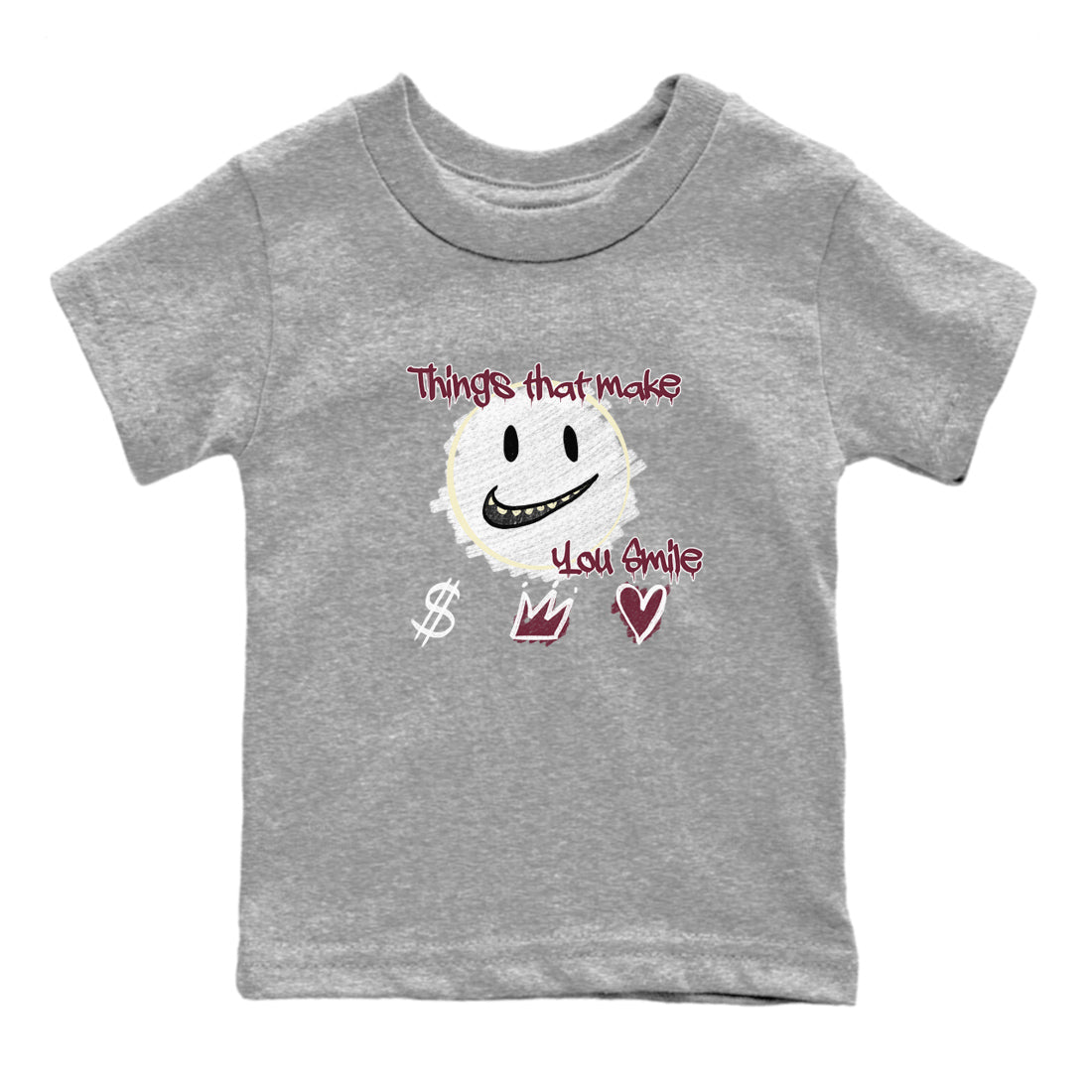 AJ3 A Ma Maniere x Burgundy Crush shirts to match jordans Things That Make You Smile sneaker match tees A Ma Maniére x Air Jordan 3 "Burgundy Crush" SNRT Sneaker Tees streetwear brand Baby and Youth Heather Grey 2 cotton tee