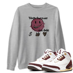 AJ3 A Ma Maniere x Burgundy Crush shirts to match jordans Things That Make You Smile sneaker match tees A Ma Maniére x Air Jordan 3 "Burgundy Crush" SNRT Sneaker Tees streetwear brand Heather Grey 1 unisex cotton tee