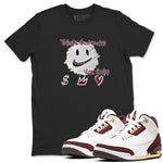 AJ3 A Ma Maniere x Burgundy Crush shirts to match jordans Things That Make You Smile sneaker match tees A Ma Maniére x Air Jordan 3 "Burgundy Crush" SNRT Sneaker Tees streetwear brand Black 1 unisex cotton tee