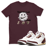 AJ3 A Ma Maniere x Burgundy Crush shirts to match jordans Things That Make You Smile sneaker match tees A Ma Maniére x Air Jordan 3 "Burgundy Crush" SNRT Sneaker Tees streetwear brand Maroon 1 unisex cotton tee