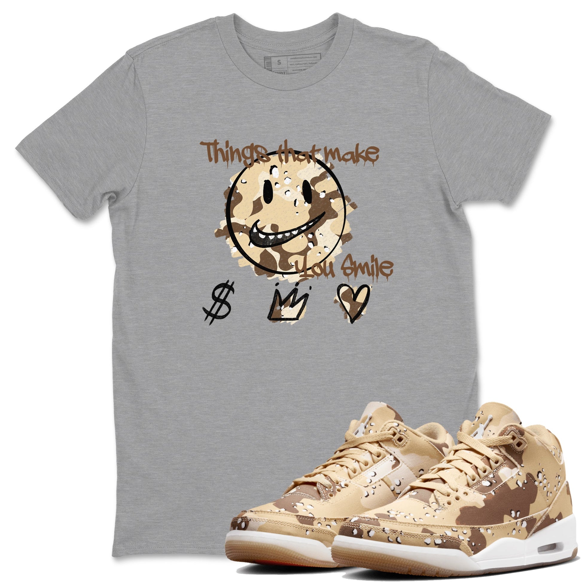 WNBA x Air Jordan 3 “Desert Camo” shirts to match jordans Things That Make You Smile sneaker match tees Air Jordan 3 Desert Camo SNRT Sneaker Release Tees Clothing Sneakerhead ShirtsHeather Grey 1 unisex cotton tee