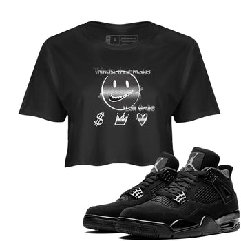 4s Black Cat shirts to match jordans Things That Make You Smile sneaker match tees Air Jordan 4 Black Cat match shoes to clothes SNRT Sneaker Tees unisex cotton Black 1 crop tee