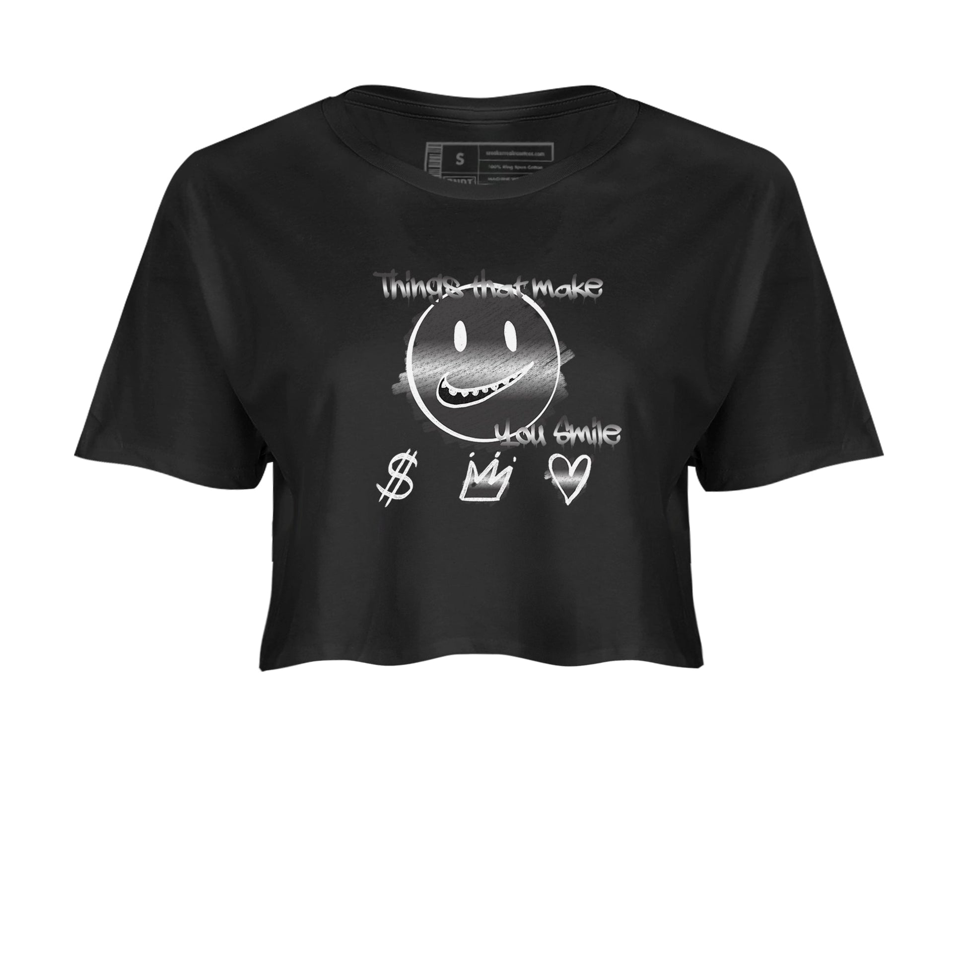 4s Black Cat shirts to match jordans Things That Make You Smile sneaker match tees Air Jordan 4 Black Cat match shoes to clothes SNRT Sneaker Tees unisex cotton Black 2 crop tee