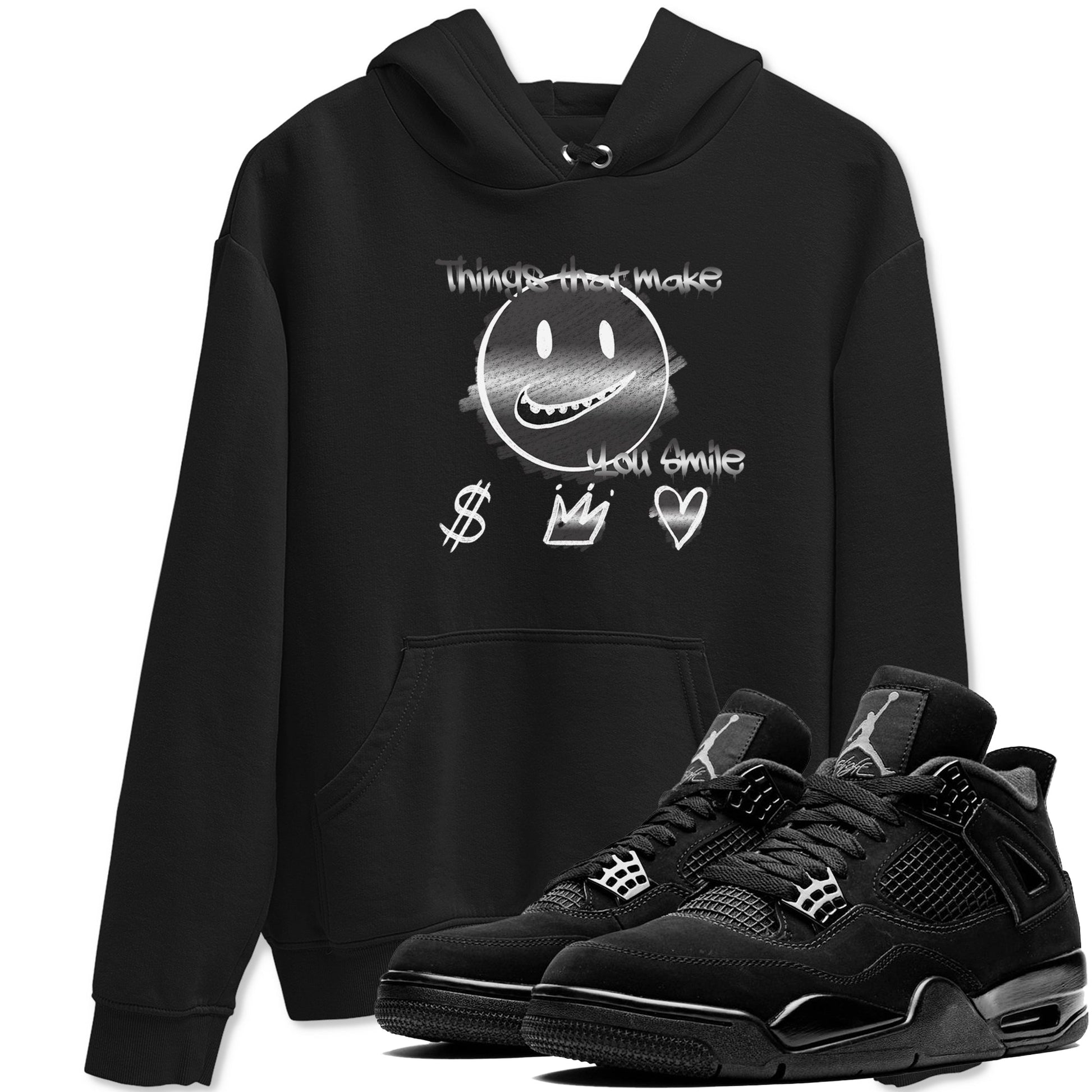 4s Black Cat shirts to match jordans Things That Make You Smile sneaker match tees Air Jordan 4 Black Cat match shoes to clothes SNRT Sneaker Tees unisex cotton Black 1 shirts