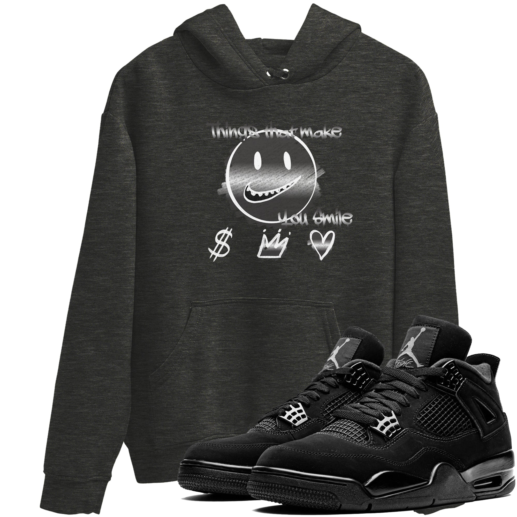 4s Black Cat shirts to match jordans Things That Make You Smile sneaker match tees Air Jordan 4 Black Cat match shoes to clothes SNRT Sneaker Tees unisex cotton Charcoal Heather 1 shirts