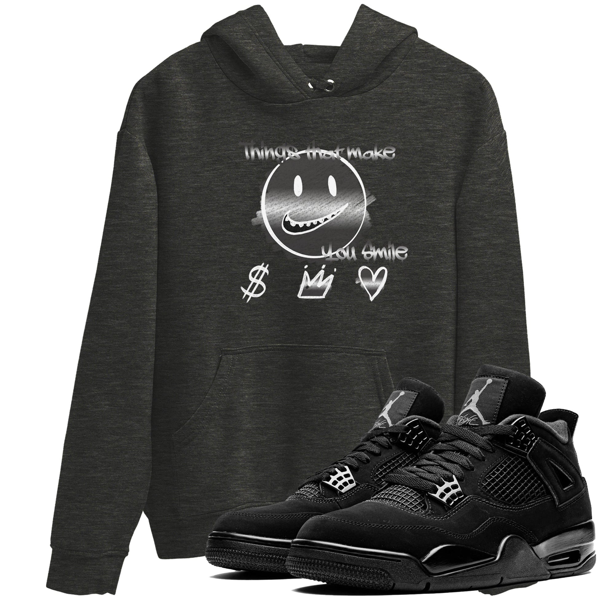 4s Black Cat shirts to match jordans Things That Make You Smile sneaker match tees Air Jordan 4 Black Cat match shoes to clothes SNRT Sneaker Tees unisex cotton Charcoal Heather 1 shirts