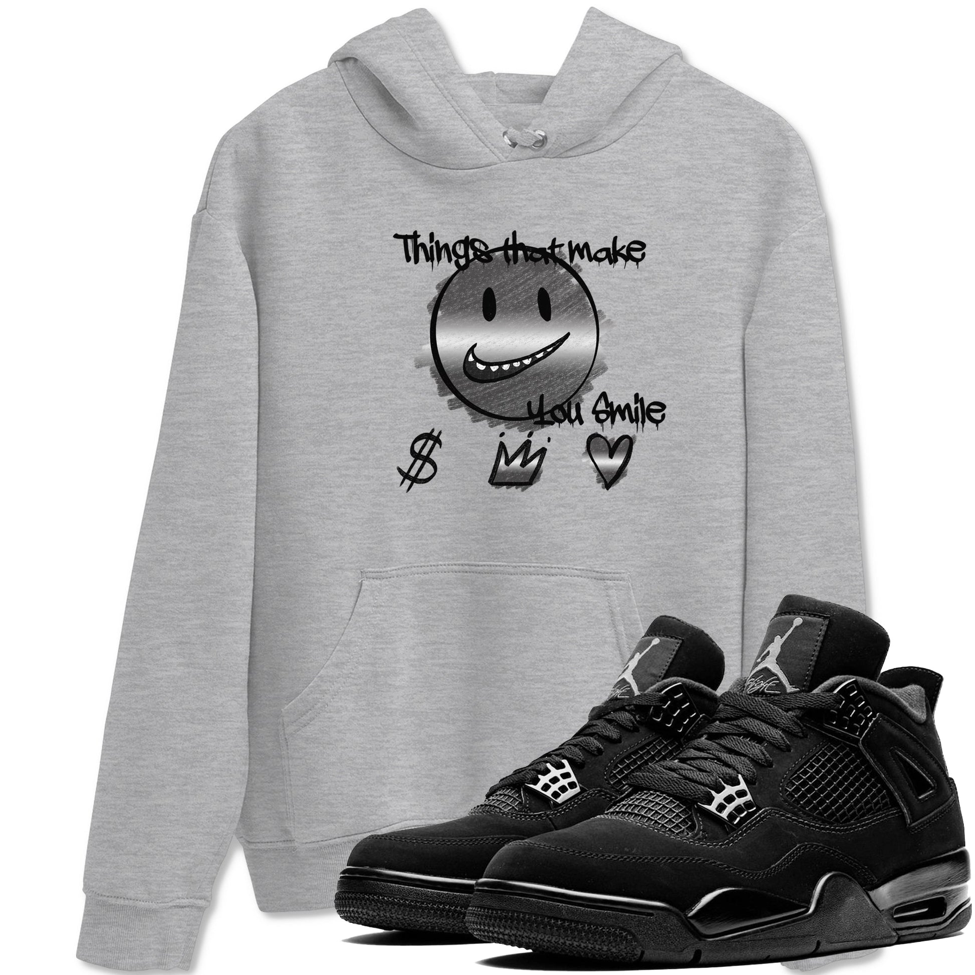 4s Black Cat shirts to match jordans Things That Make You Smile sneaker match tees Air Jordan 4 Black Cat match shoes to clothes SNRT Sneaker Tees unisex cotton Heather Grey 1 shirts
