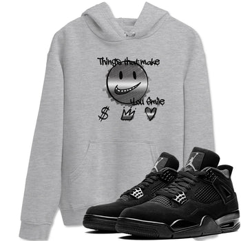 4s Black Cat shirts to match jordans Things That Make You Smile sneaker match tees Air Jordan 4 Black Cat match shoes to clothes SNRT Sneaker Tees unisex cotton Heather Grey 1 shirts