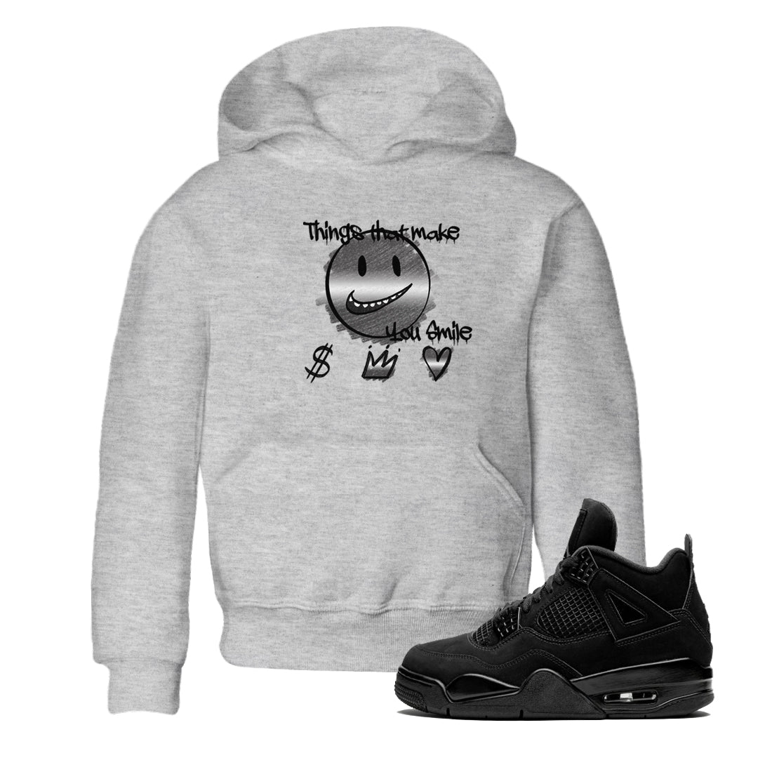4s Black Cat shirts to match jordans Things That Make You Smile sneaker match tees Air Jordan 4 Black Cat match shoes to clothes SNRT Sneaker Tees Youth Baby Heather Grey 1 tee
