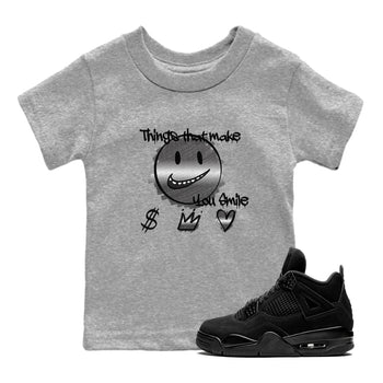 4s Black Cat shirts to match jordans Things That Make You Smile sneaker match tees Air Jordan 4 Black Cat match shoes to clothes SNRT Sneaker Tees Youth Baby Heather Grey 1 tee