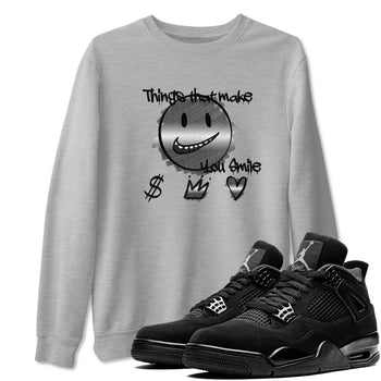 4s Black Cat shirts to match jordans Things That Make You Smile sneaker match tees Air Jordan 4 Black Cat match shoes to clothes SNRT Sneaker Tees unisex cotton Heather Grey 1 shirts