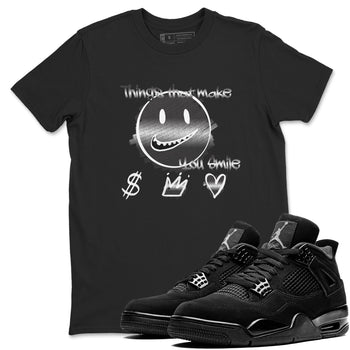 4s Black Cat shirts to match jordans Things That Make You Smile sneaker match tees Air Jordan 4 Black Cat match shoes to clothes SNRT Sneaker Tees unisex cotton Black 1 shirts