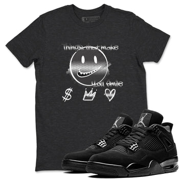 4s Black Cat shirts to match jordans Things That Make You Smile sneaker match tees Air Jordan 4 Black Cat match shoes to clothes SNRT Sneaker Tees unisex cotton Charcoal Heather 1 shirts