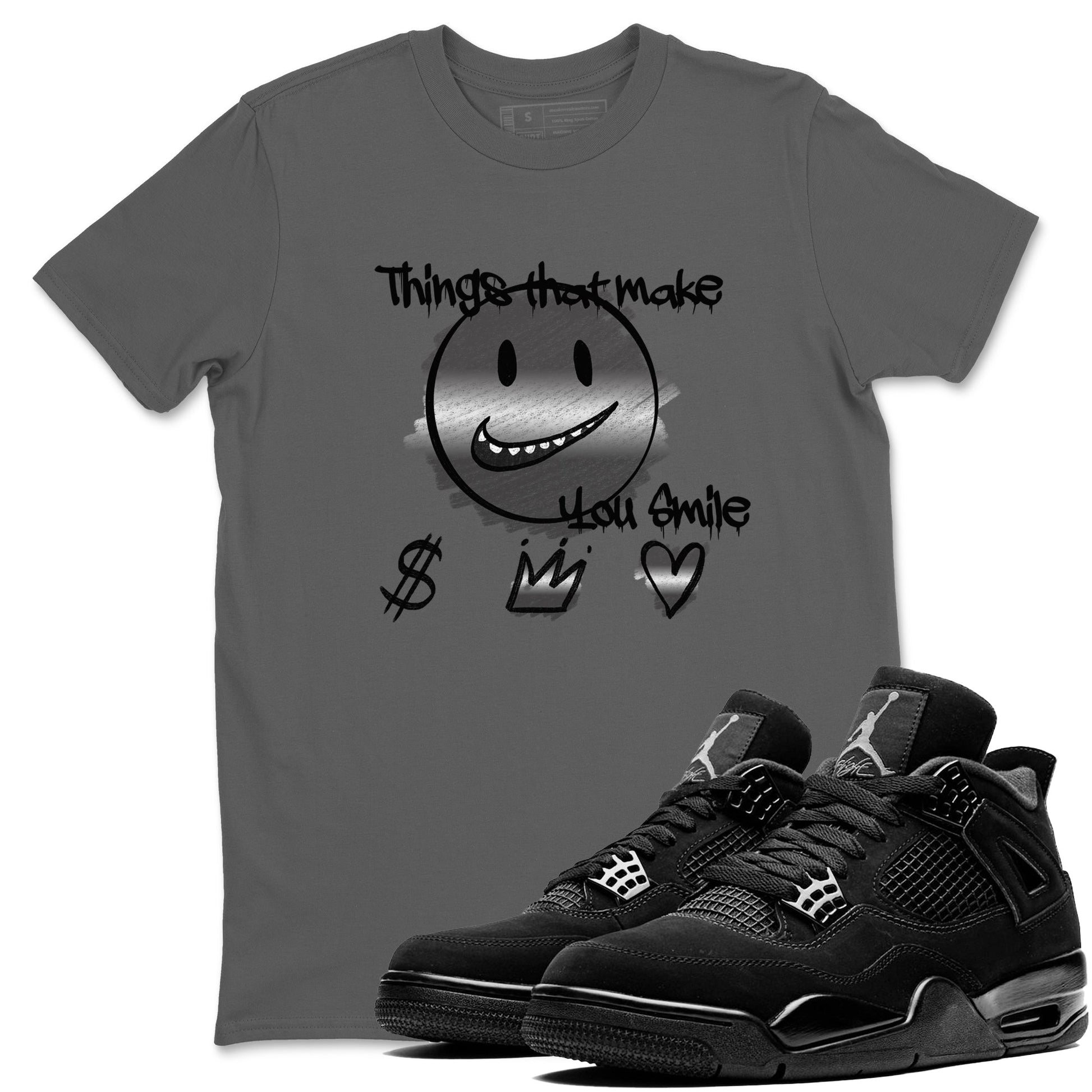 4s Black Cat shirts to match jordans Things That Make You Smile sneaker match tees Air Jordan 4 Black Cat match shoes to clothes SNRT Sneaker Tees unisex cotton Cool Grey 1 shirts