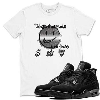 4s Black Cat shirts to match jordans Things That Make You Smile sneaker match tees Air Jordan 4 Black Cat match shoes to clothes SNRT Sneaker Tees unisex cotton White 1 shirts