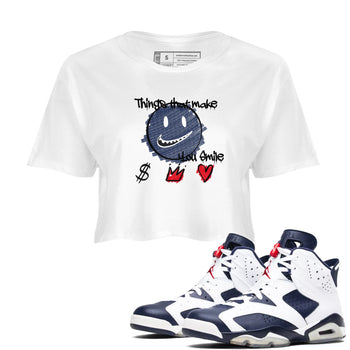 6s Olympic shirts to match jordans Things That Make You Smile sneaker match tees Air Jordan 6 Olympic SNRT Sneaker Tees streetwear brand White 1 crop tee