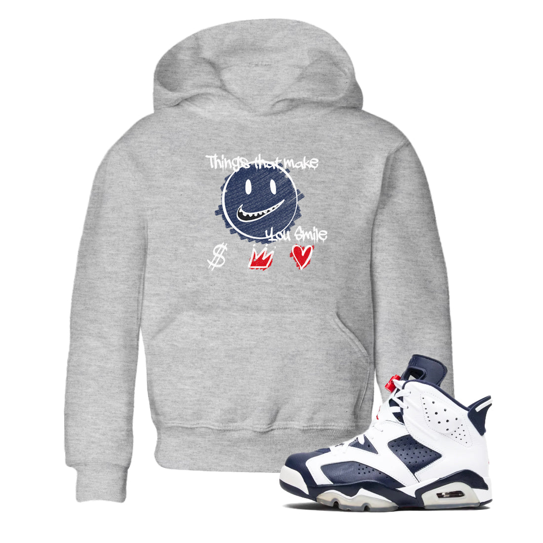6s Olympic shirts to match jordans Things That Make You Smile sneaker match tees Air Jordan 6 Olympic SNRT Sneaker Tees streetwear brand Baby and Youth Heather Grey 1 cotton tee